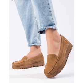 W. Potocki Potockin beige-mokkasiinit paksupohjaisilla 1