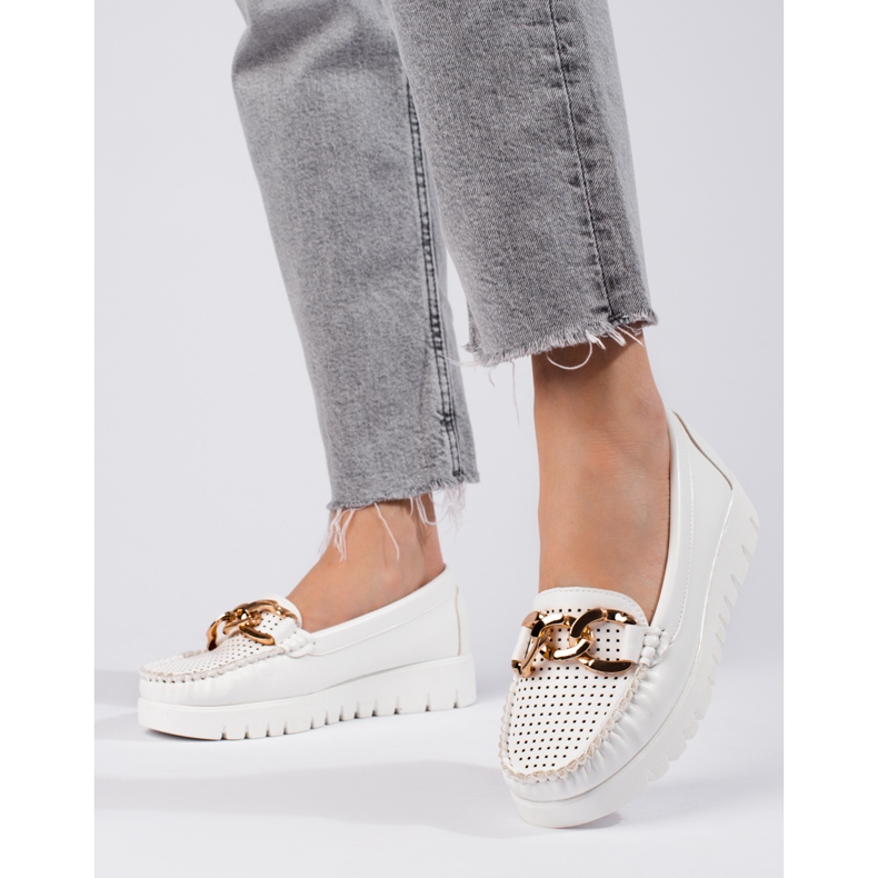 W. Potocki Mokasiinit paksulla pohjalla ketjulla Potocki valkoinen 1