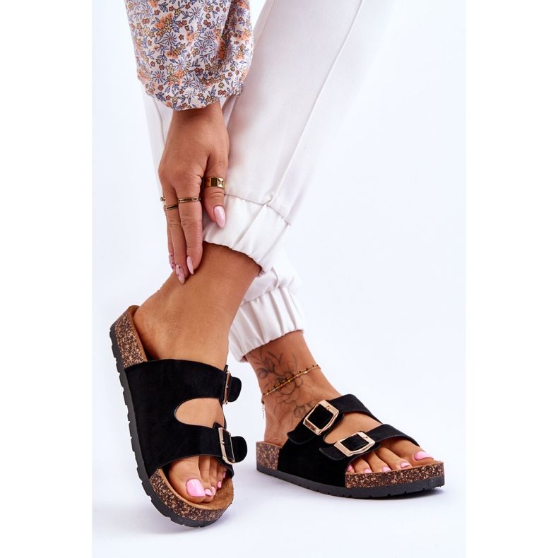 Naisten Slip-on sandaalit korkkipohjallisilla Black Cortina musta 2