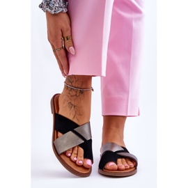 Klassiset naisten nahkatossut, musta platina Nancy 1