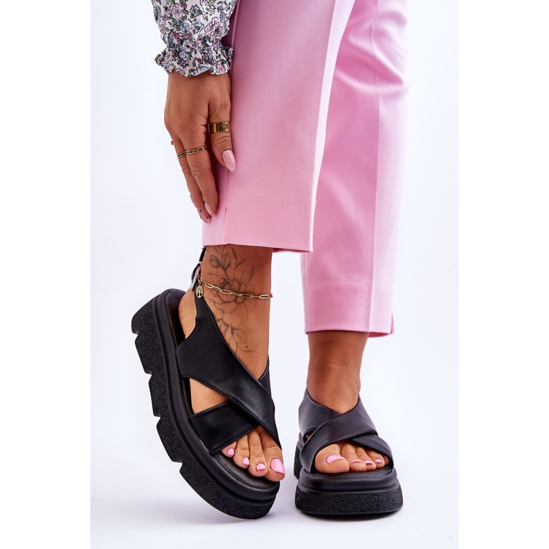 PE1 Muodikkaat mustat Chester Platform sandaalit 1
