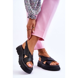 PE1 Muodikkaat mustat Chester Platform sandaalit 2