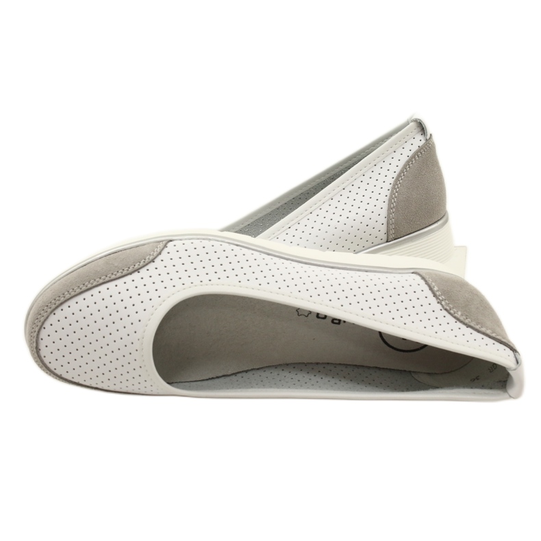 Naisten harjakattoiset nahkabalettitassut Filippo Dp4524/23 valkoinen 4