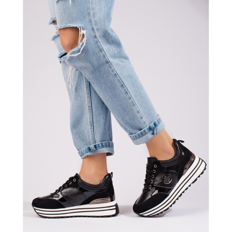 W. Potocki Naisten mustat Potocki wedge -lenkkarit 2