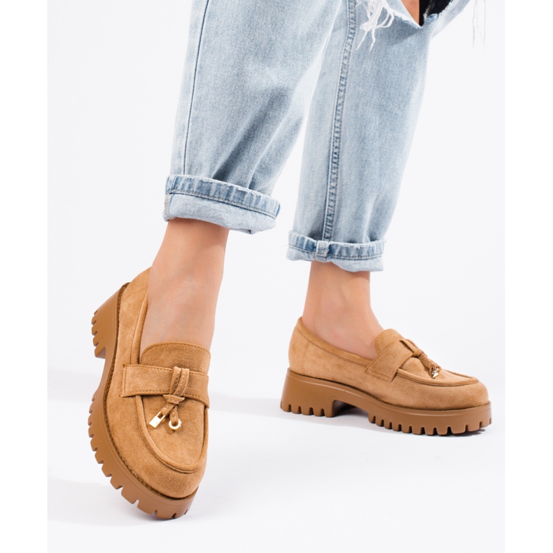 Shelovetin ruskeat naisten housut paksulla pohjalla 1