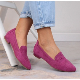 Naisten mokkanahkaiset harjakattoiset kengät fuksia Jezzi ASA151-18 vaaleanpunainen 2