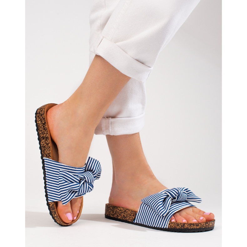 Naisten raidalliset tossut, valkoinen sininen Vinceza 2