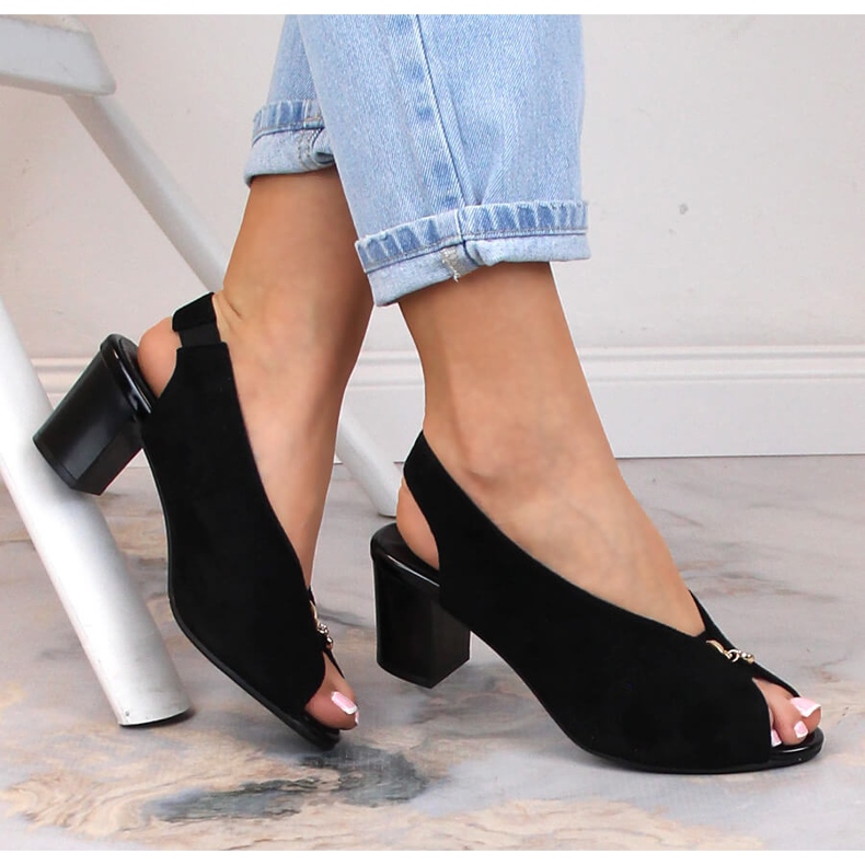 M. DASZYŃSKI Naisten mustat mokkanahkaiset sandaalit M.Daszyński SA169-6 1