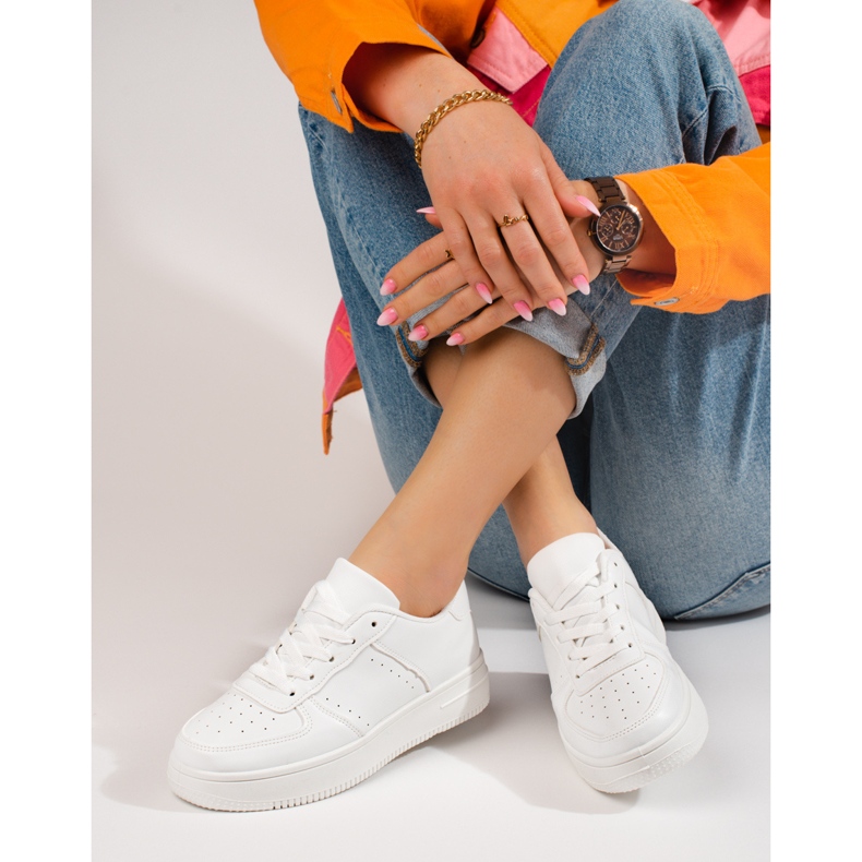 Shelovet valkoiset urheilukengät paksulla pohjalla valkoinen 2