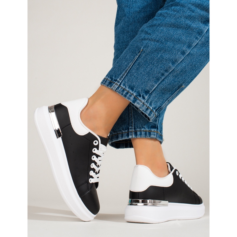 Naisten urheilukengät korkealla alustalla mustavalkoinen Shelovet 1