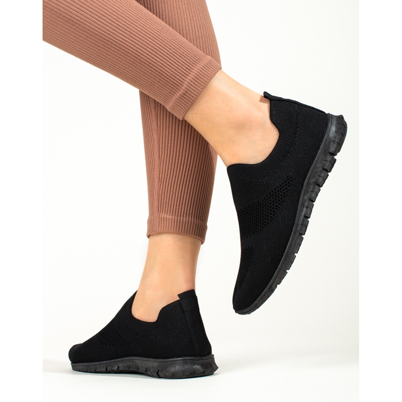 Shelovet musta harjakattoinen kangas urheilukengät 1