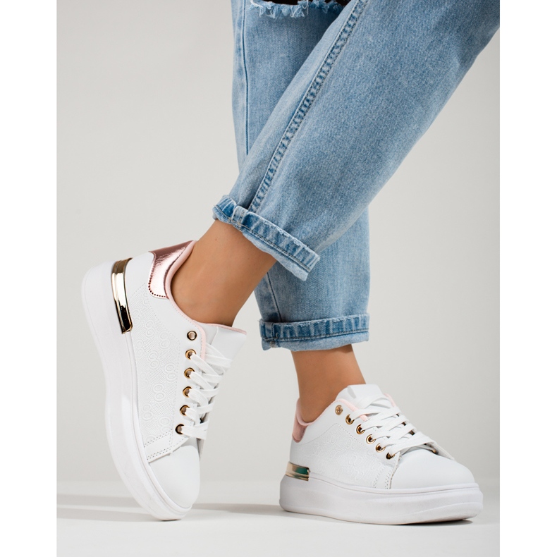 Naisten valkoiset Shelovet-lenkkarit kullalla valkoinen 1