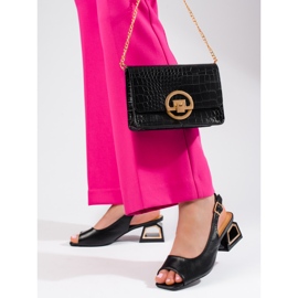 Vincezan mustat sandaalit matalalla koristekorolla 1