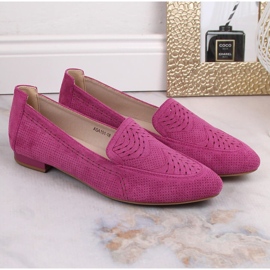 Naisten mokkanahkaiset harjakattoiset kengät fuksia Jezzi ASA151-18 vaaleanpunainen 6