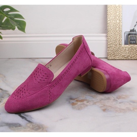 Naisten mokkanahkaiset harjakattoiset kengät fuksia Jezzi ASA151-18 vaaleanpunainen 8