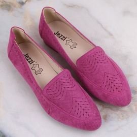 Naisten mokkanahkaiset harjakattoiset kengät fuksia Jezzi ASA151-18 vaaleanpunainen 7