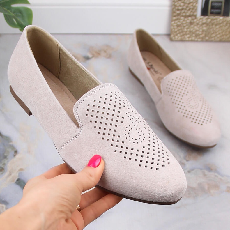 Nahkaa mokkanahkaa mukavat slip-on kengät beige S.Barski LR29515 1