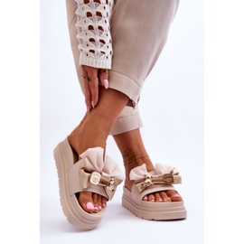 PE1 Tossut, joissa rusetti ja koristeellinen teddy beige Suzy 2