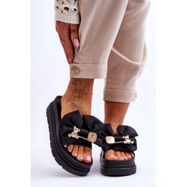 PE1 Tossut, joissa rusetti ja koristeellinen nalle, musta Suzy 2