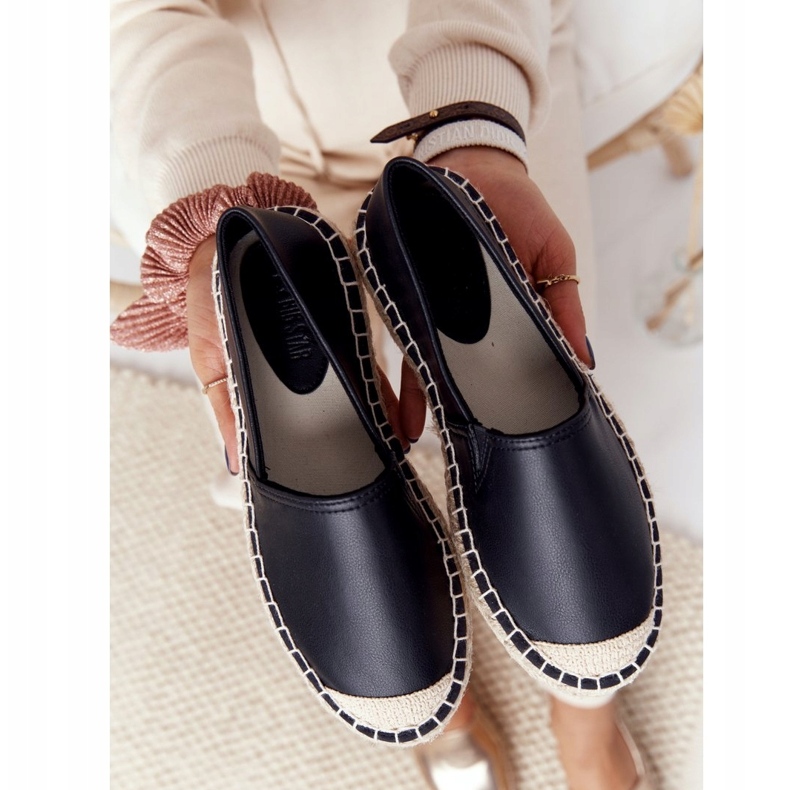 Nahkaiset espadrillot punotulla pohjalla Big Star HH274505 musta 5