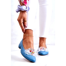 Alberto Violli Naisten nahkaballeriinit koristeella sininen 1