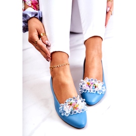 Alberto Violli Naisten nahkaballeriinit koristeella sininen 5