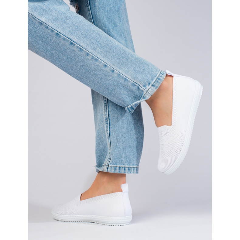 Naisten tekstiilisslip-on lenkkarit Shelovet valkoinen 2