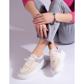 Moniväriset lenkkarit paksulla Shelovet-alustalla beige 2