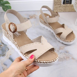 Mukavat naisten kiila sandaalit beige Rieker 67173-60 1