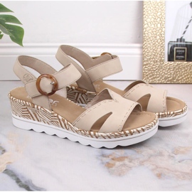 Mukavat naisten kiila sandaalit beige Rieker 67173-60 2