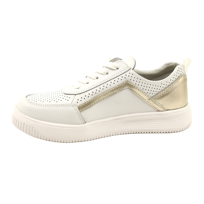 Valkoiset ja kultaiset nauhalliset nahkalenkkarit Evento 23PB08-5389 valkoinen 2