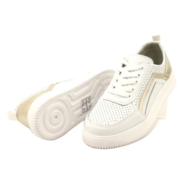 Valkoiset ja kultaiset nauhalliset nahkalenkkarit Evento 23PB08-5389 valkoinen 5