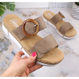 Mukavat naisten tarranauhatossut beige Rieker V2392-62 1