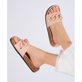 W. Potocki Naisten mokkanahkaiset tossut ketjulla Potocki pinkki vaaleanpunainen 1