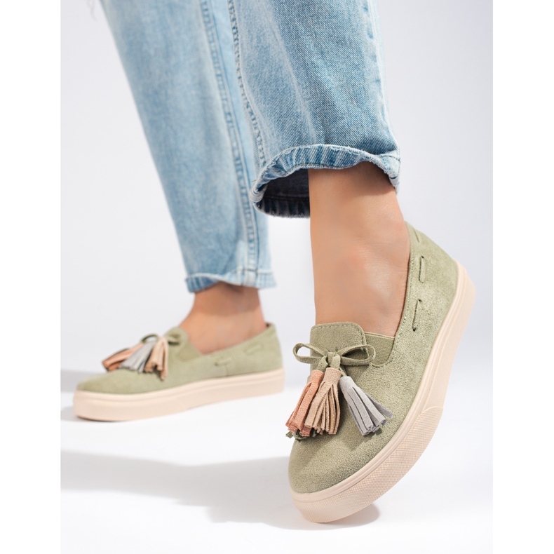Shelovet Green mokkanahka Fringe Slip On vihreä 2