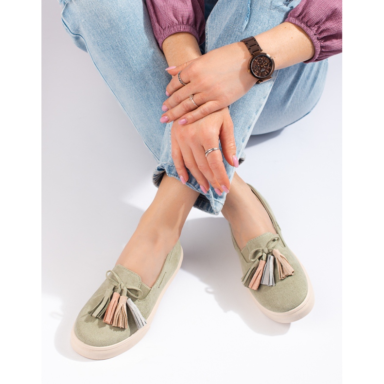 Shelovet Green mokkanahka Fringe Slip On vihreä 1