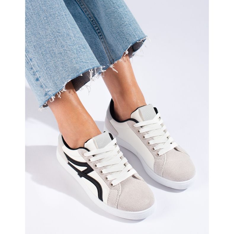 Naisten valkoiset ja harmaat Shelovet-urheilukengät valkoinen 1