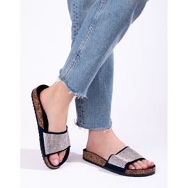 Tummansiniset Shelovet-korkkivarvastossut zirkoneilla sininen 2