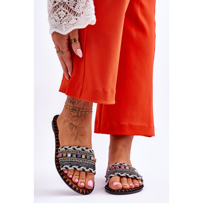 Naisten Bellisa mustat koristellut tossut 1