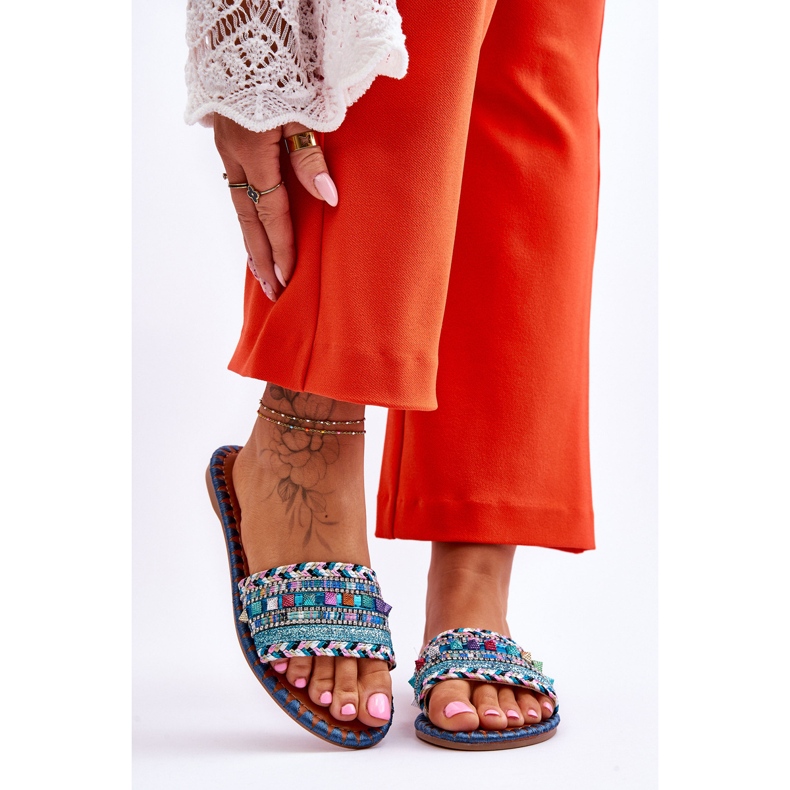 Naisten Bellisan siniset koristellut tossut sininen 1