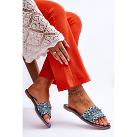 Naisten Bellisan siniset koristellut tossut sininen 2