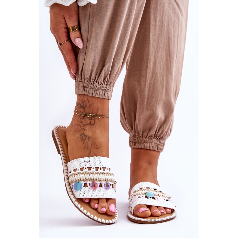 Naisten punotut koristeelliset tossut, valkoinen Millano 1