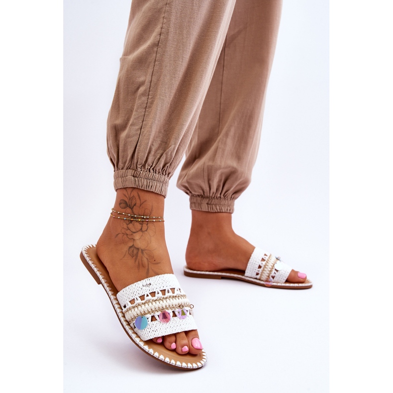 Naisten punotut koristeelliset tossut, valkoinen Millano 2