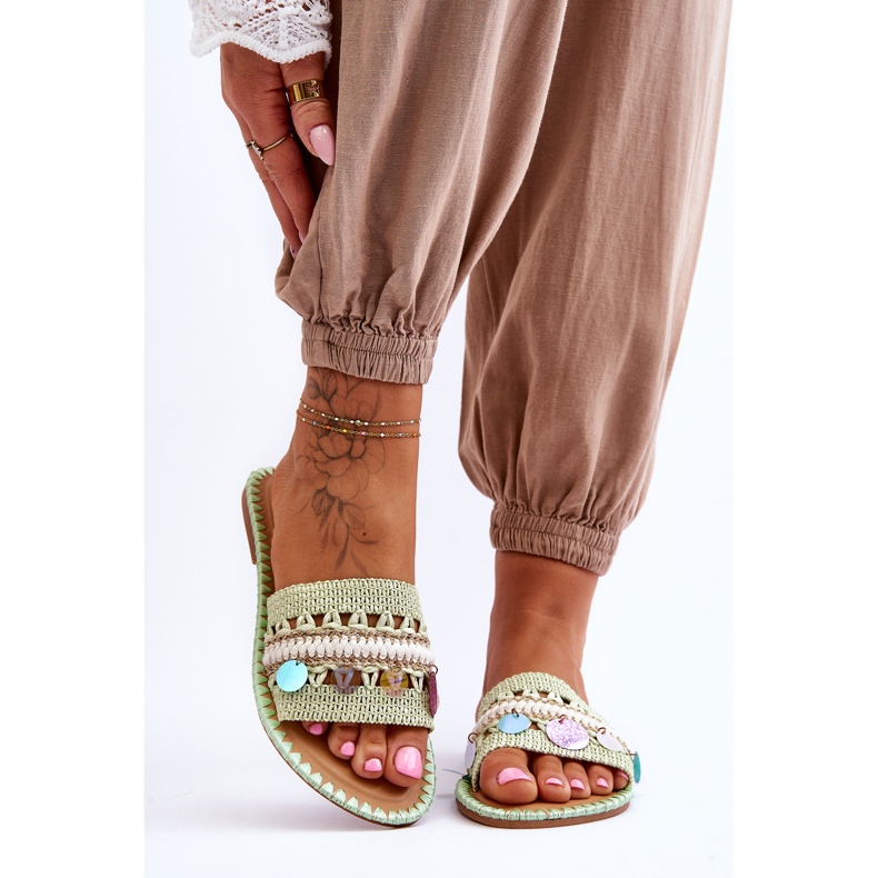 PS1 Naisten punotut koristeelliset tossut, vihreä Millano 1