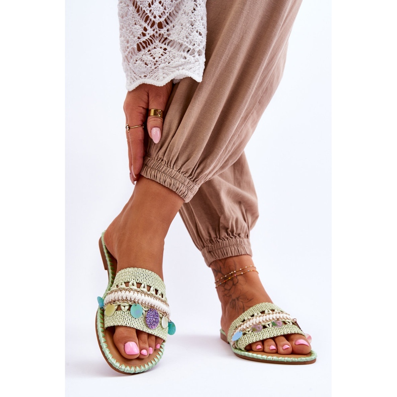 PS1 Naisten punotut koristeelliset tossut, vihreä Millano 2