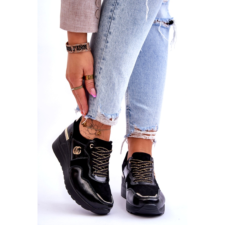 S.Barski Naisten nahkaiset urheilukengät musta Rebeca 1