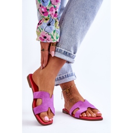 PS1 Naisten klassiset mokkanahkaiset tossut, violetti Evana 2