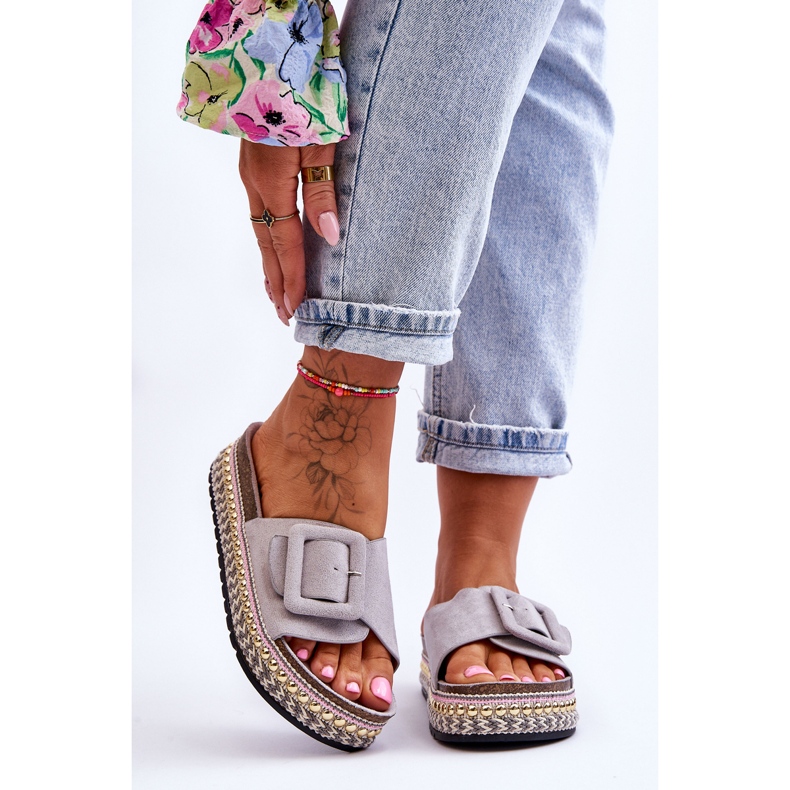 Naisten sandaalit koristeellisella alustalla Harmaa Joyce 1