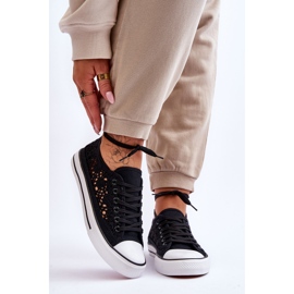 Naisten pitsitekstiililenkkarit, mustat Fergo 1