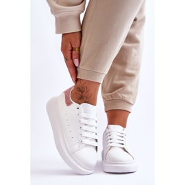 Naisten urheilukengät kiiltävällä valko-vaaleanpunaisella alustalla Eliso valkoinen 1